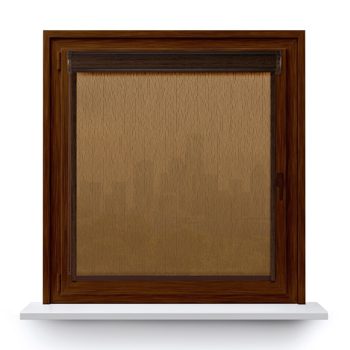 Roleta w kasecie PCV Gładka Przyciemniająca Bambus z prowadnicą Brązowa 323