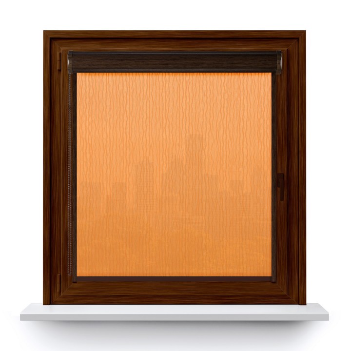 Roleta w kasecie PCV Gładka Przyciemniająca Bambus z prowadnicą Pomarańczowa 327