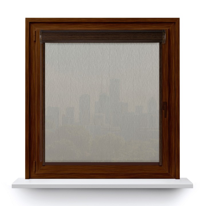 Roleta w kasecie PCV Gładka Przyciemniająca Bambus z prowadnicą Szara 328