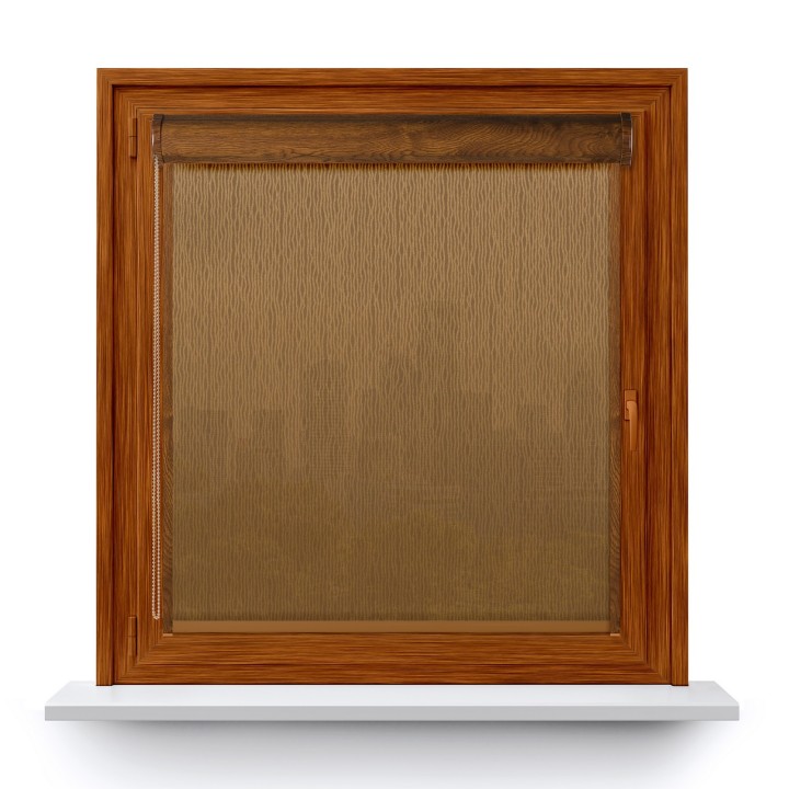 Roleta w kasecie PCV Gładka Przyciemniająca Bambus z prowadnicą Brązowa 323