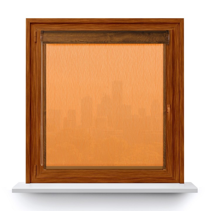 Roleta w kasecie PCV Gładka Przyciemniająca Bambus z prowadnicą Pomarańczowa 327