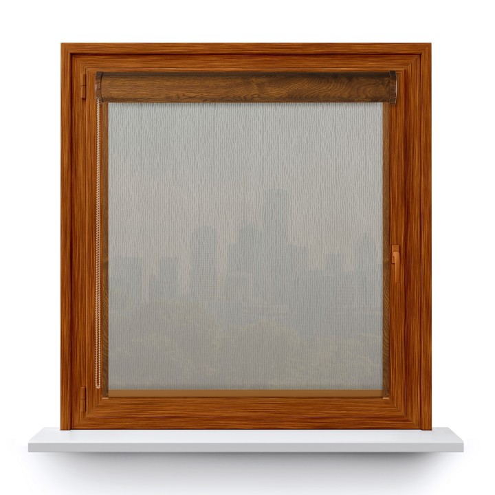 Roleta w kasecie PCV Gładka Przyciemniająca Bambus z prowadnicą Szara 328