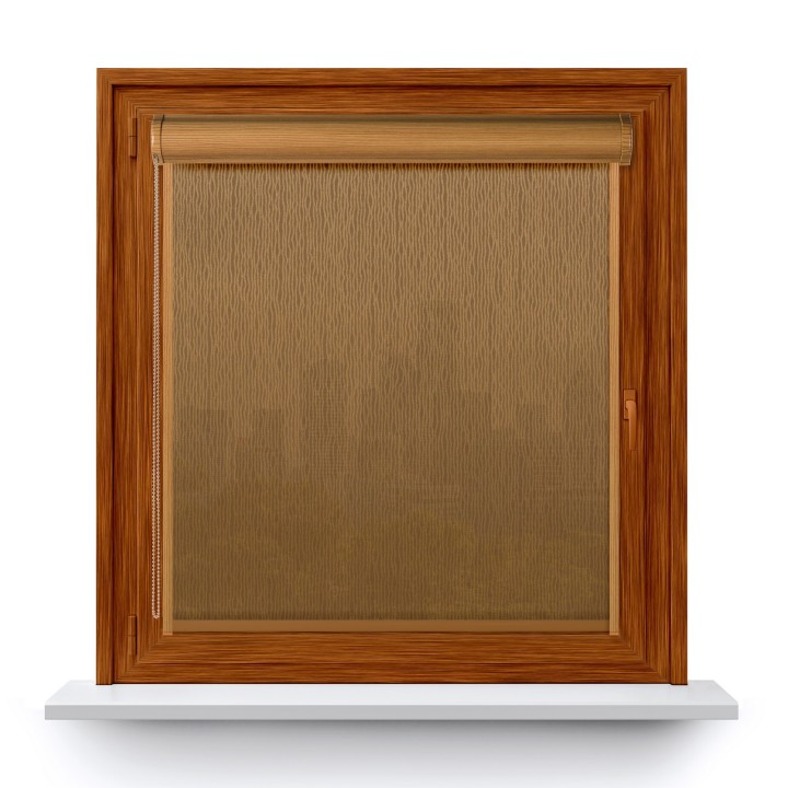 Roleta w kasecie PCV Gładka Przyciemniająca Bambus z prowadnicą Brązowa 323