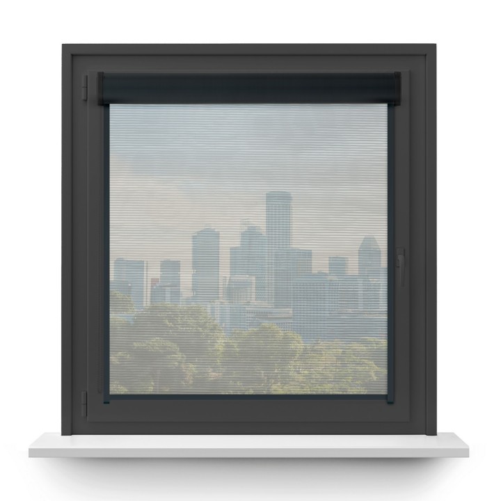 Roleta w kasecie PCV Gładka Przyciemniająca Borneo z prowadnicą Szara 103