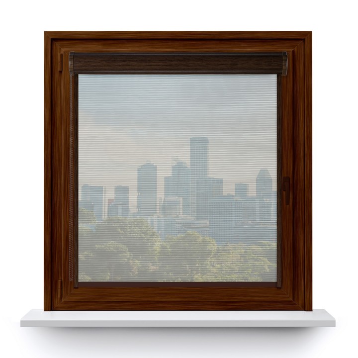 Roleta w kasecie PCV Gładka Przyciemniająca Borneo z prowadnicą Szara 103