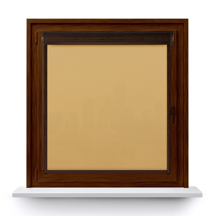 Roleta w kasecie PCV Gładka Przyciemniająca Eden z prowadnicą Beżowa 129