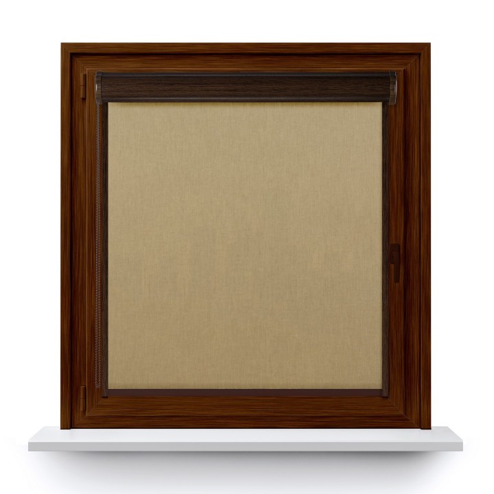 Roleta w kasecie PCV Gładka Przyciemniająca Eden z prowadnicą Ciemnobeżowa 131