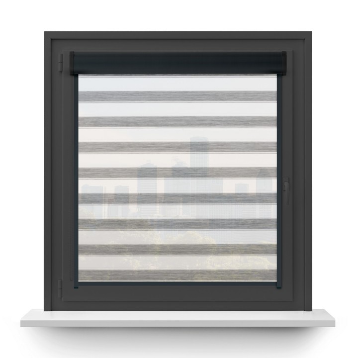 Roleta w kasecie PCV Gładka Przyciemniająca Ex Paski z prowadnicą Szara 73