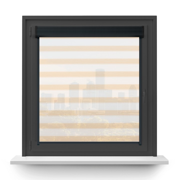 Roleta w kasecie PCV Gładka Przyciemniająca Ex Paski z prowadnicą Beżowa 74