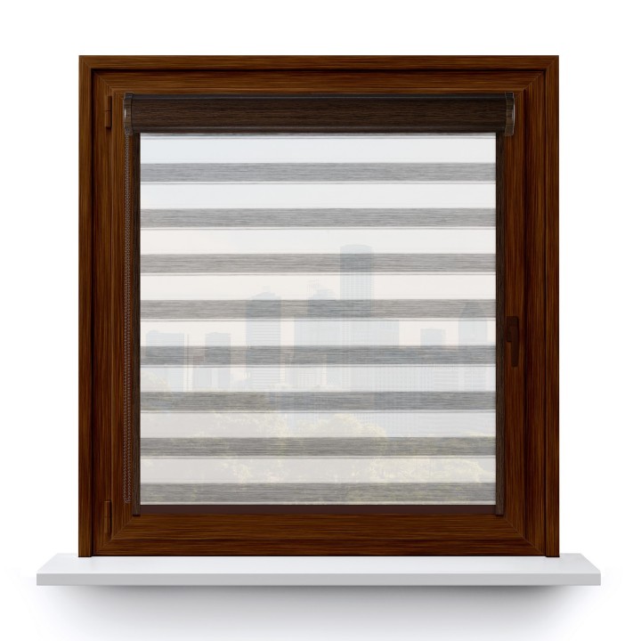 Roleta w kasecie PCV Gładka Przyciemniająca Ex Paski z prowadnicą Szara 73