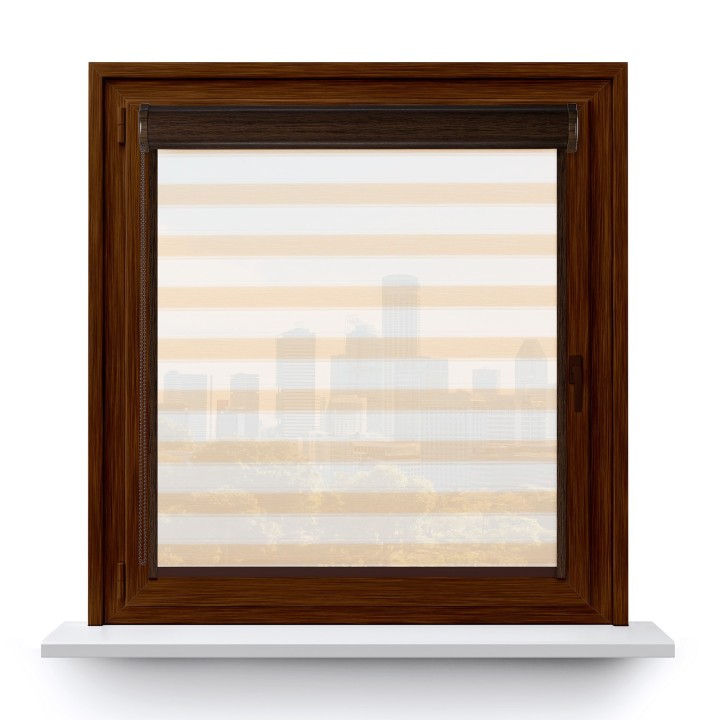 Roleta w kasecie PCV Gładka Przyciemniająca Ex Paski z prowadnicą Beżowa 74