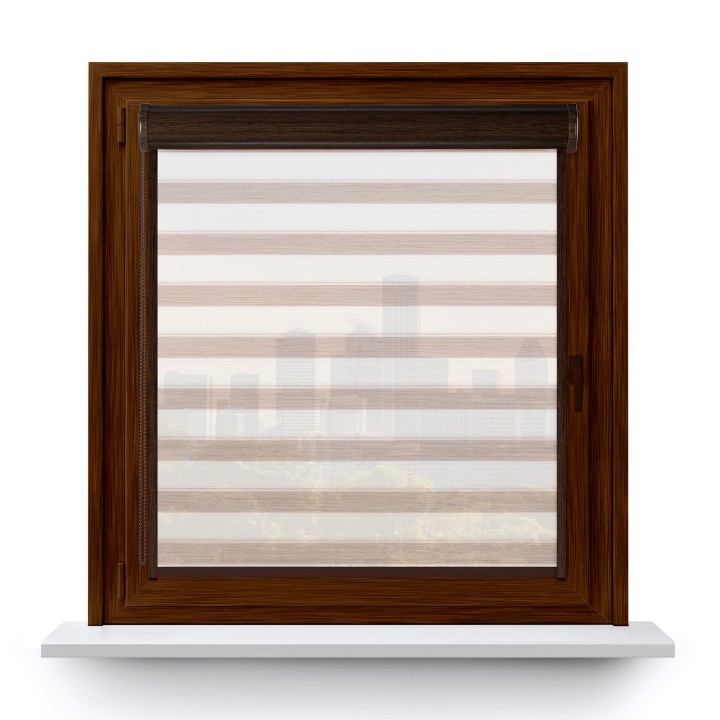 Roleta w kasecie PCV Gładka Przyciemniająca Ex Paski z prowadnicą Jasnobrązowa 76