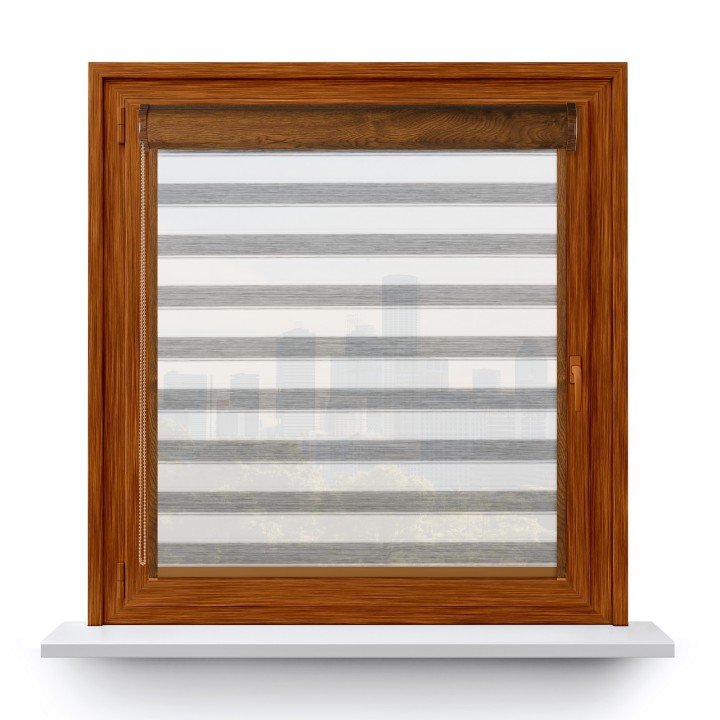 Roleta w kasecie PCV Gładka Przyciemniająca Ex Paski z prowadnicą Szara 73