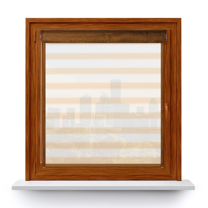 Roleta w kasecie PCV Gładka Przyciemniająca Ex Paski z prowadnicą Beżowa 74