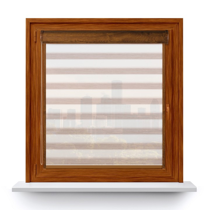 Roleta w kasecie PCV Gładka Przyciemniająca Ex Paski z prowadnicą Jasnobrązowa 76