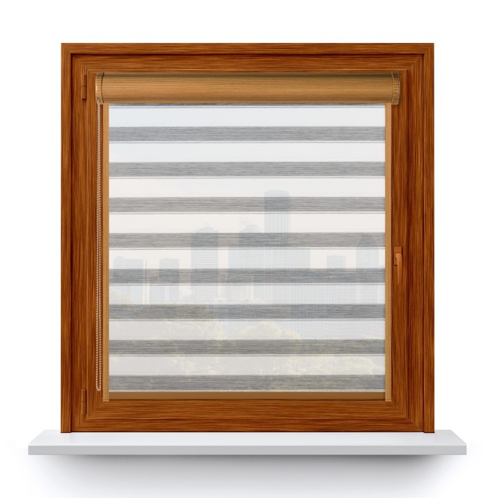 Roleta w kasecie PCV Gładka Przyciemniająca Ex Paski z prowadnicą Szara 73