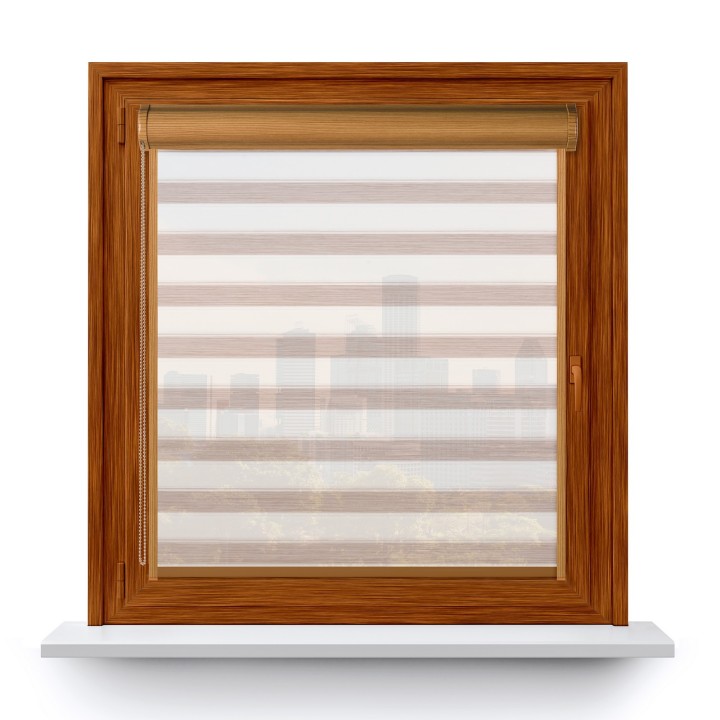 Roleta w kasecie PCV Gładka Przyciemniająca Ex Paski z prowadnicą Jasnobrązowa 76