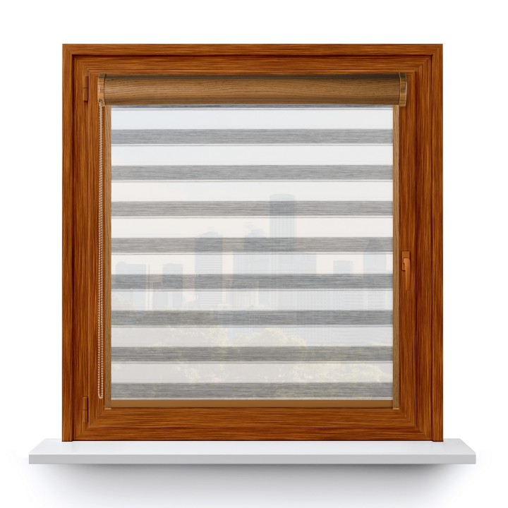 Roleta w kasecie PCV Gładka Przyciemniająca Ex Paski z prowadnicą Szara 73