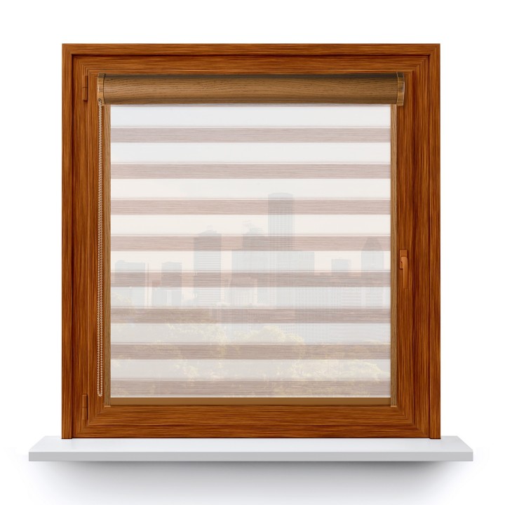 Roleta w kasecie PCV Gładka Przyciemniająca Ex Paski z prowadnicą Jasnobrązowa 76