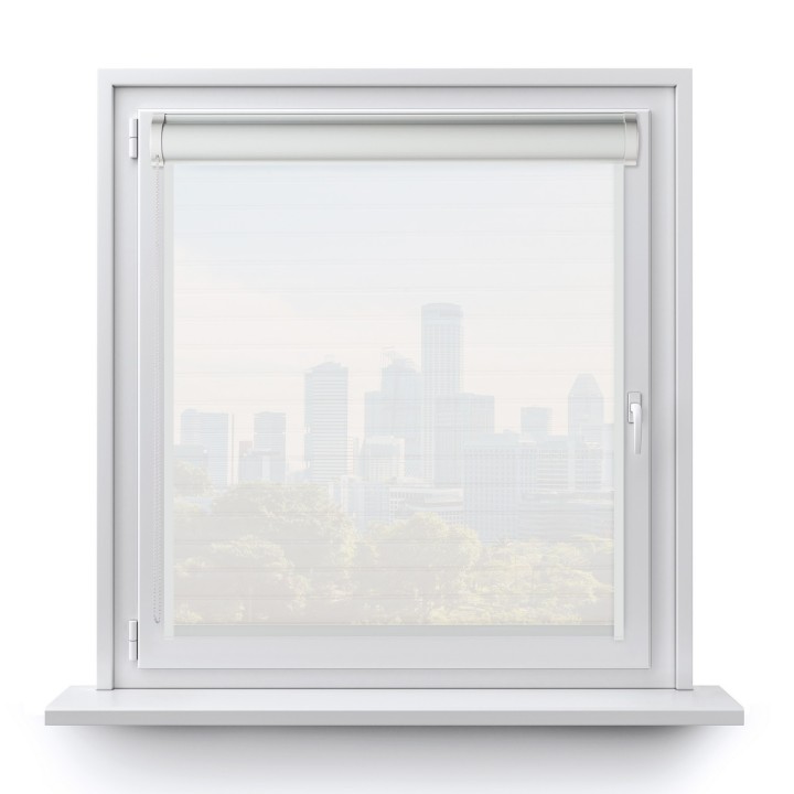 Roleta w kasecie PCV Gładka Przyciemniająca Ex Paski z prowadnicą Biała 71