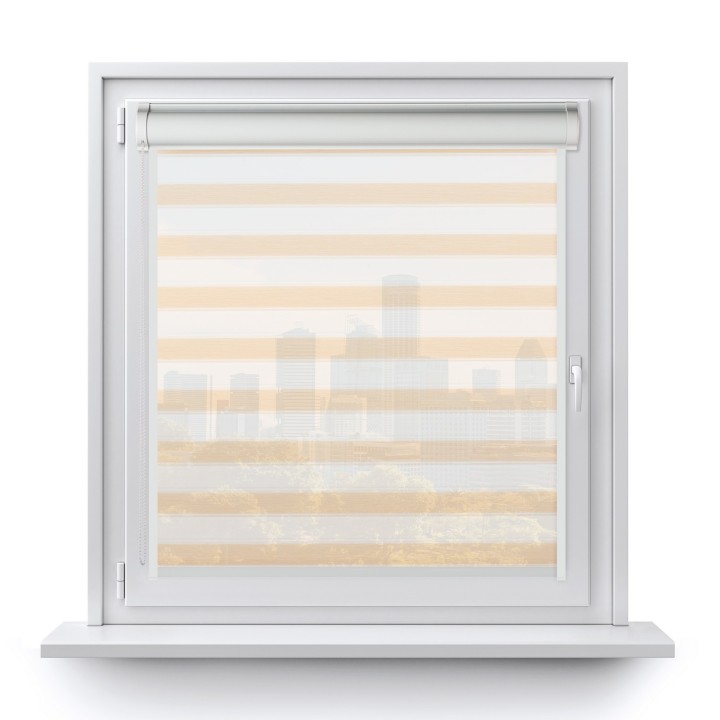Roleta w kasecie PCV Gładka Przyciemniająca Ex Paski z prowadnicą Beżowa 74