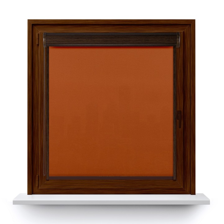 Roleta w kasecie PCV Gładka Przyciemniająca Madryt z prowadnicą Jasnobrązowa 858