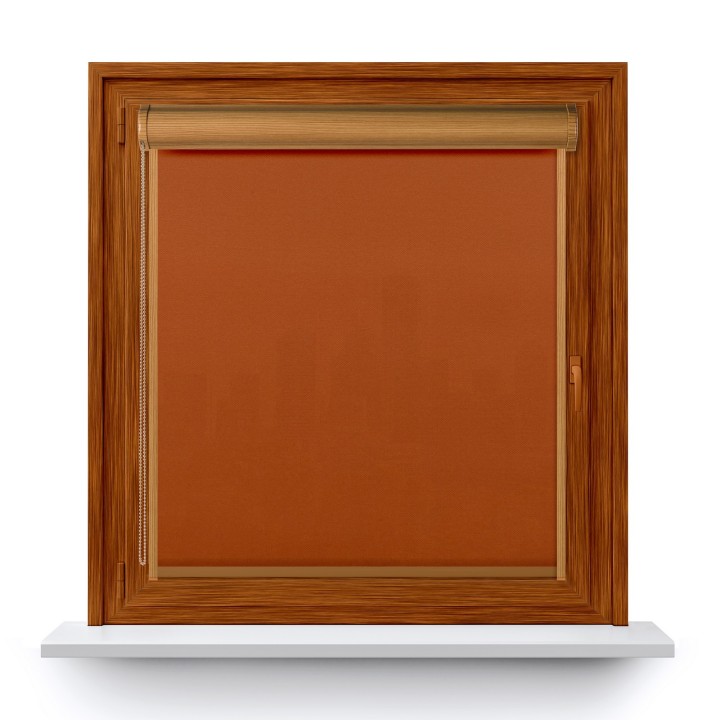 Roleta w kasecie PCV Gładka Przyciemniająca Madryt z prowadnicą Jasnobrązowa 858