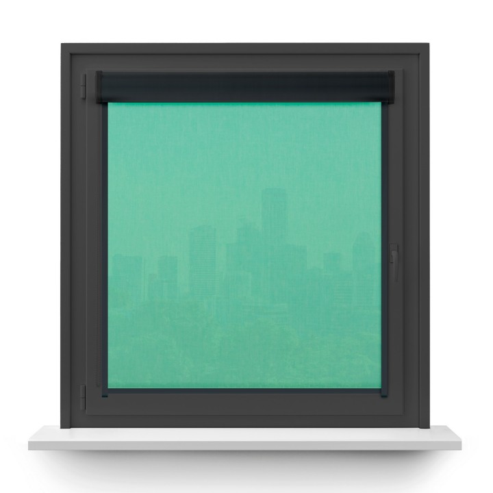 Roleta w kasecie PCV Gładka Przyciemniająca Melange z prowadnicą Turkusowa 731