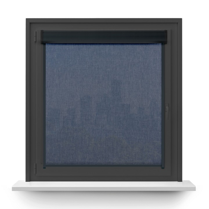 Roleta w kasecie PCV Gładka Przyciemniająca Melange z prowadnicą Niebieska 733