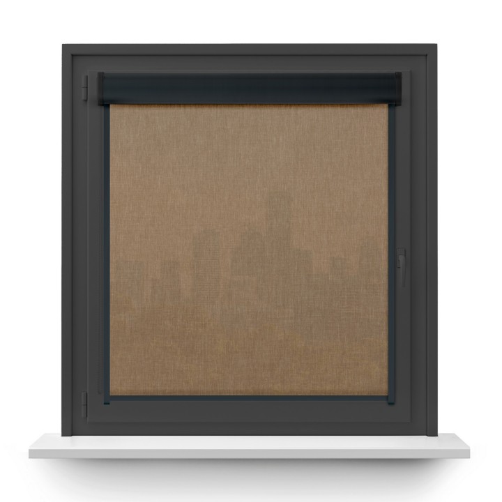 Roleta w kasecie PCV Gładka Przyciemniająca Melange z prowadnicą Brązowa 737
