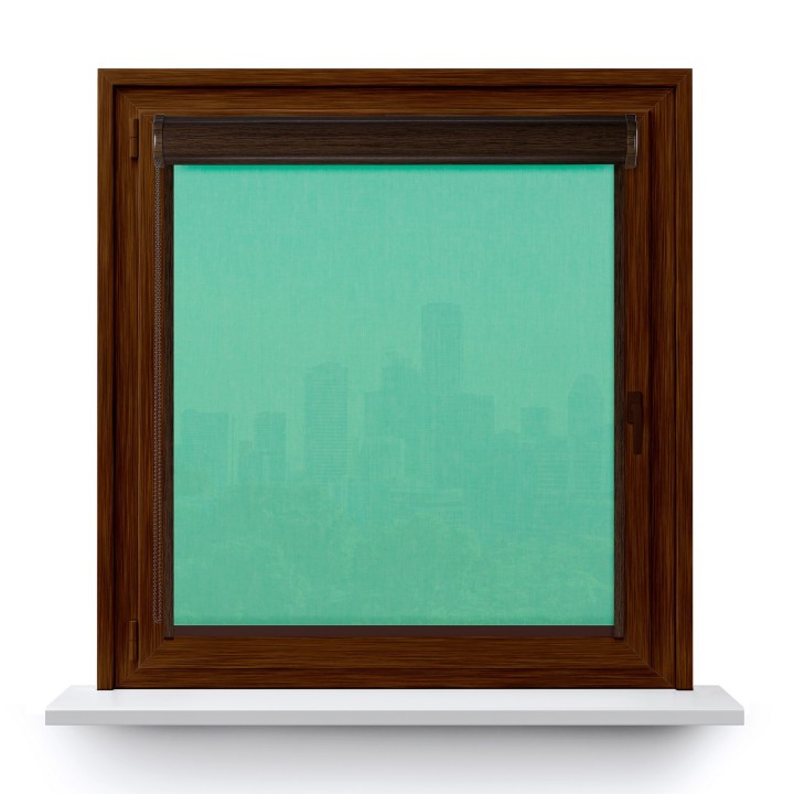 Roleta w kasecie PCV Gładka Przyciemniająca Melange z prowadnicą Turkusowa 731