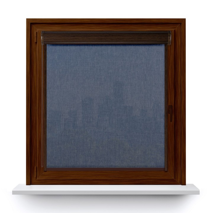 Roleta w kasecie PCV Gładka Przyciemniająca Melange z prowadnicą Niebieska 733