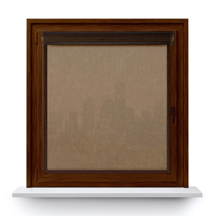 Roleta w kasecie PCV Gładka Przyciemniająca Melange z prowadnicą Brązowa 737