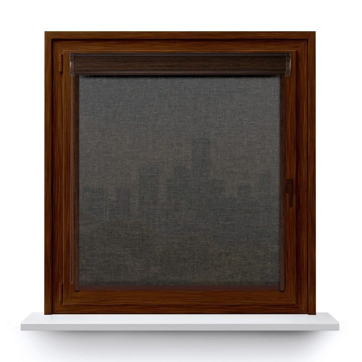 Roleta w kasecie PCV Gładka Przyciemniająca Melange z prowadnicą Czarna 738