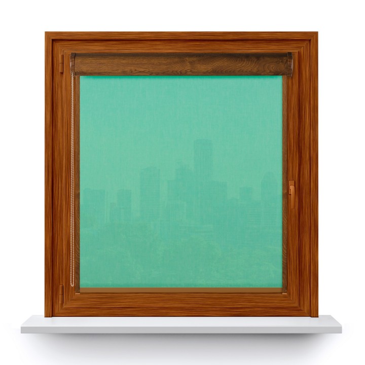 Roleta w kasecie PCV Gładka Przyciemniająca Melange z prowadnicą Turkusowa 731