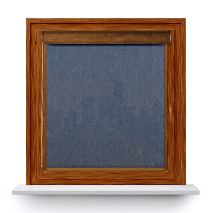 Roleta w kasecie PCV Gładka Przyciemniająca Melange z prowadnicą Niebieska 733