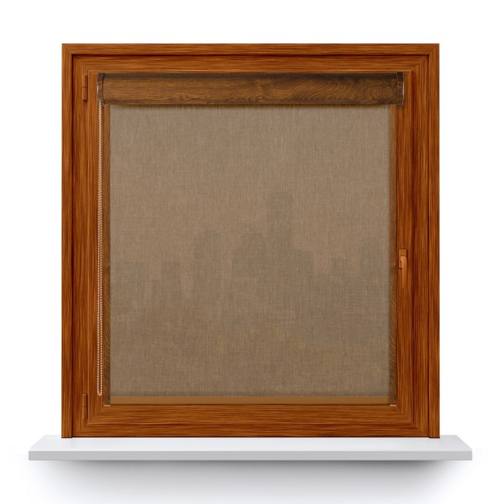 Roleta w kasecie PCV Gładka Przyciemniająca Melange z prowadnicą Brązowa 737