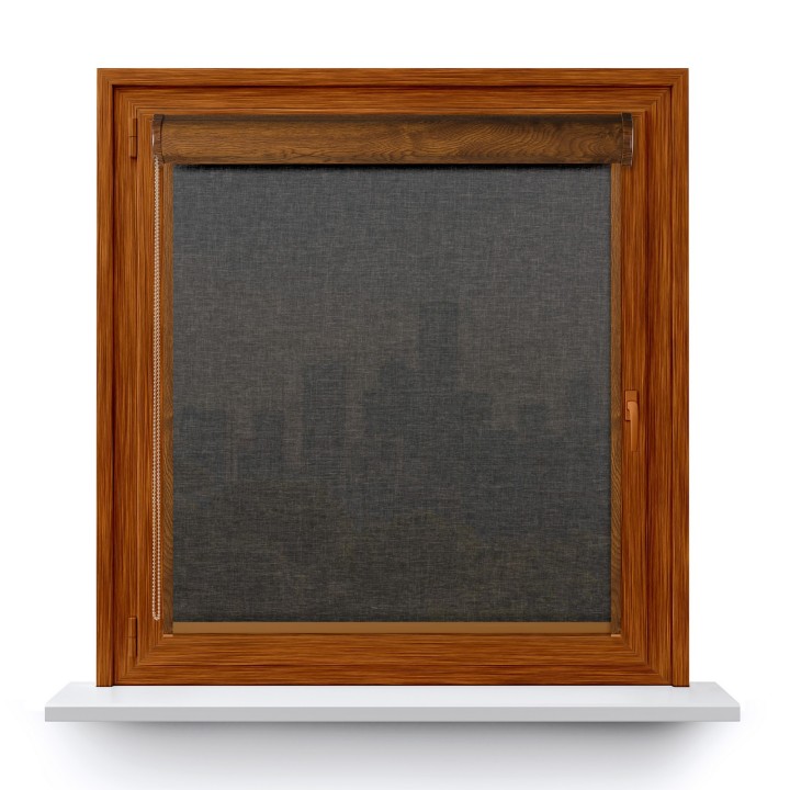 Roleta w kasecie PCV Gładka Przyciemniająca Melange z prowadnicą Czarna 738