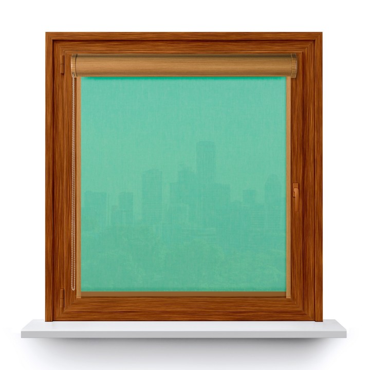 Roleta w kasecie PCV Gładka Przyciemniająca Melange z prowadnicą Turkusowa 731