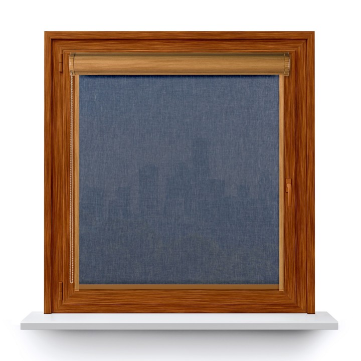 Roleta w kasecie PCV Gładka Przyciemniająca Melange z prowadnicą Niebieska 733