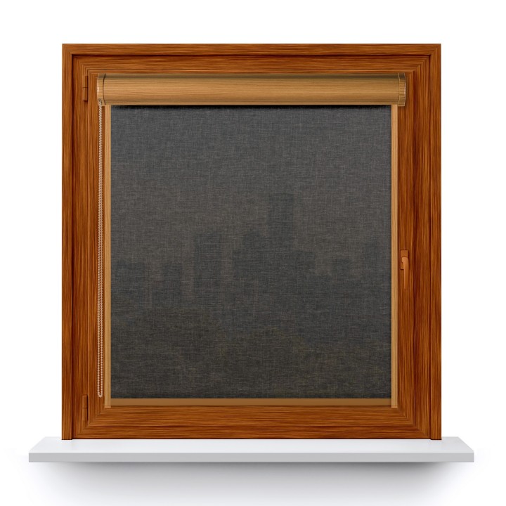 Roleta w kasecie PCV Gładka Przyciemniająca Melange z prowadnicą Czarna 738