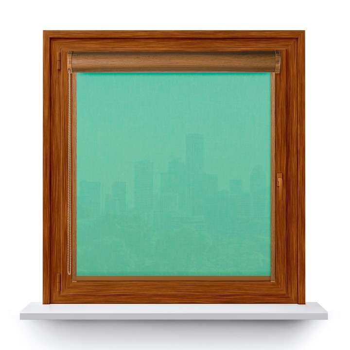 Roleta w kasecie PCV Gładka Przyciemniająca Melange z prowadnicą Turkusowa 731