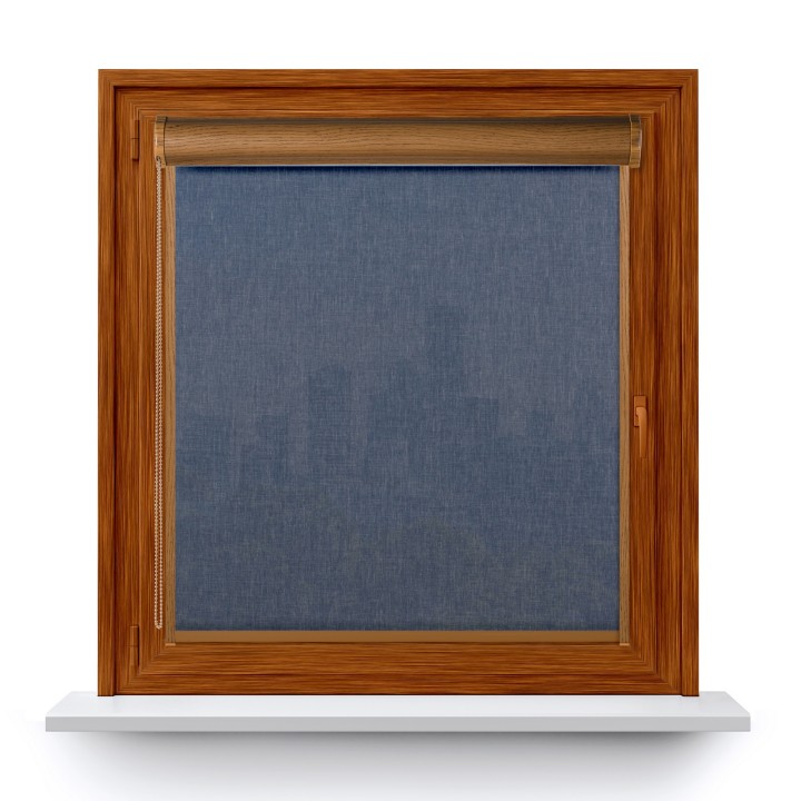 Roleta w kasecie PCV Gładka Przyciemniająca Melange z prowadnicą Niebieska 733