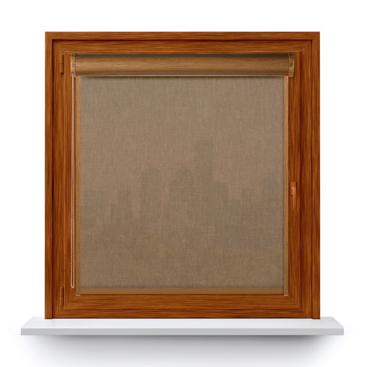 Roleta w kasecie PCV Gładka Przyciemniająca Melange z prowadnicą Brązowa 737