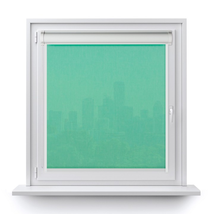 Roleta w kasecie PCV Gładka Przyciemniająca Melange z prowadnicą Turkusowa 731