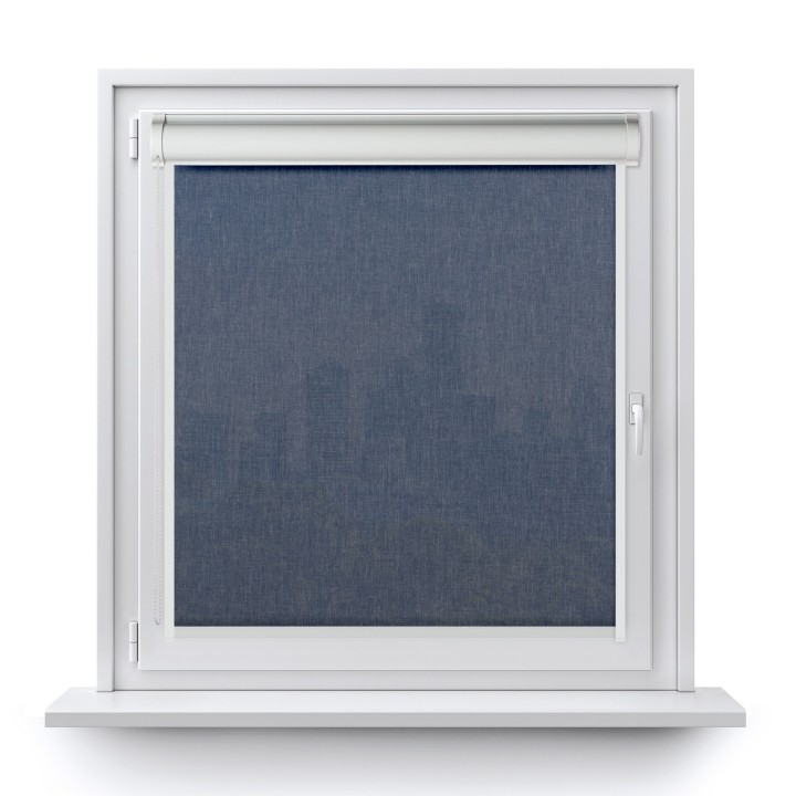 Roleta w kasecie PCV Gładka Przyciemniająca Melange z prowadnicą Niebieska 733