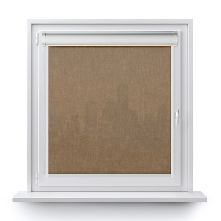 Roleta w kasecie PCV Gładka Przyciemniająca Melange z prowadnicą Brązowa 737