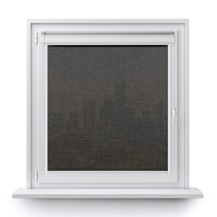 Roleta w kasecie PCV Gładka Przyciemniająca Melange z prowadnicą Czarna 738