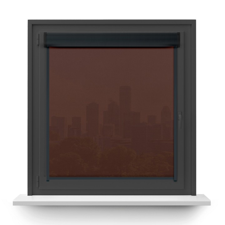 Roleta w kasecie PCV Gładka Przyciemniająca Gładka z prowadnicą Brązowa 524