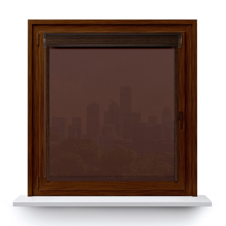 Roleta w kasecie PCV Gładka Przyciemniająca Gładka z prowadnicą Brązowa 524